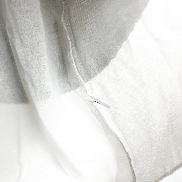 Cleo Petites Off-White Sheer Half-Sleeve Top with Gray Knitted Cover - Picture 3 of 10